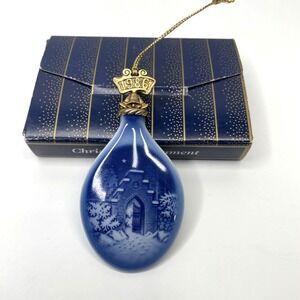 Bing & Grondahl 1986 Christmas Drop Ornament Porcelain Denmark With Box